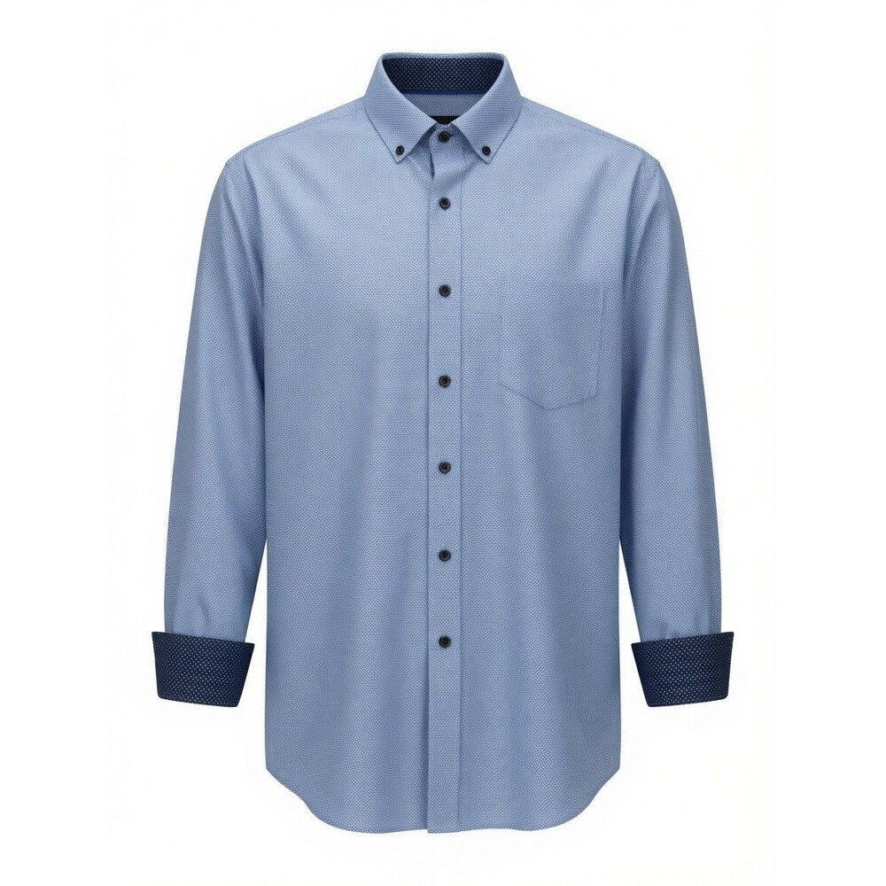 Jos A. Bank Performance Traveler Shirt Tailored Fit FlipCuff Mens L Blue Dot EUC